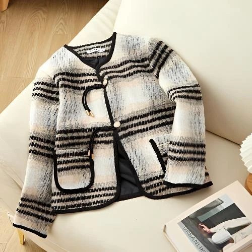 2025秋冬新款复古撞色洋气韩版小个子小香风上衣0729