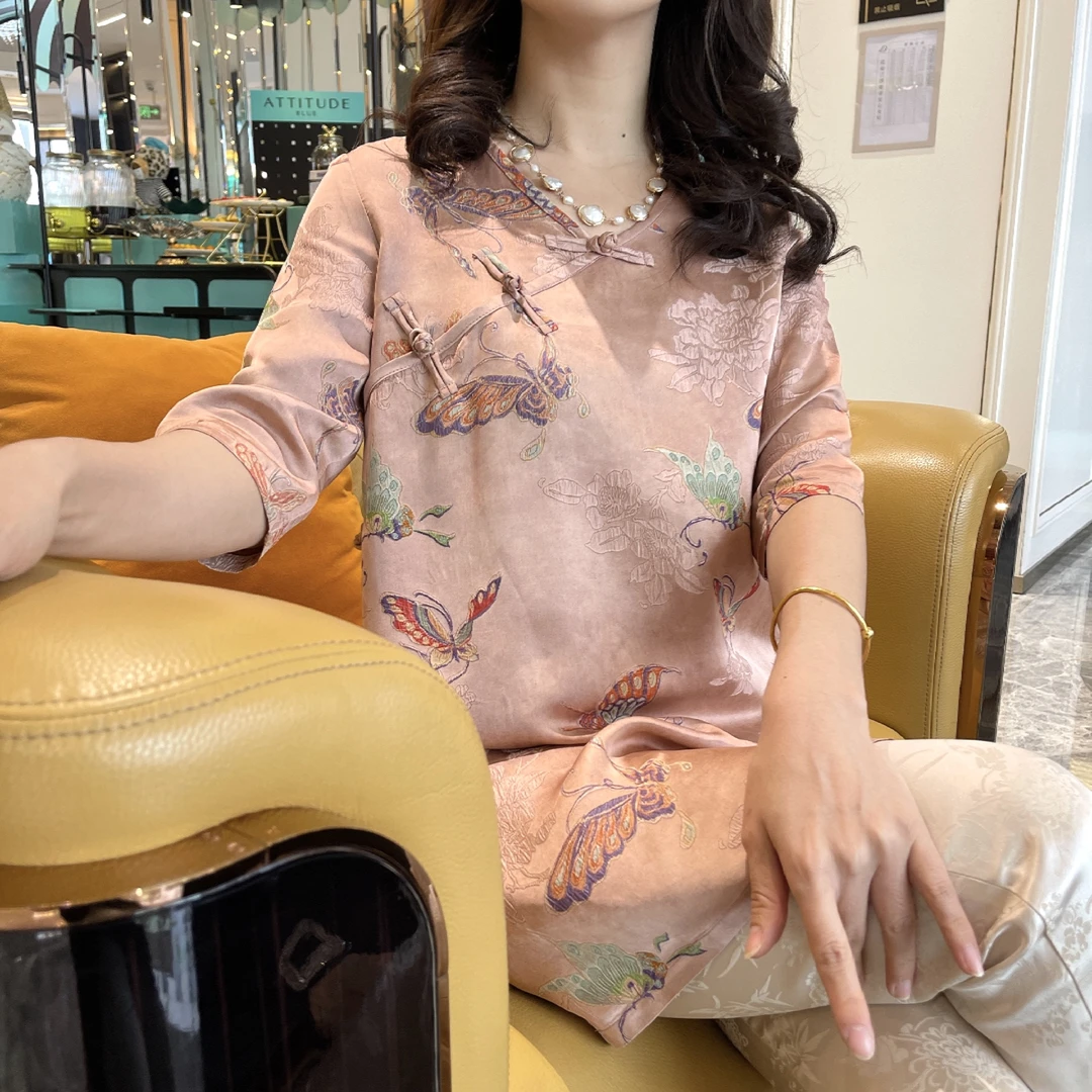 浮生若梦彩绘V领新中式上衣