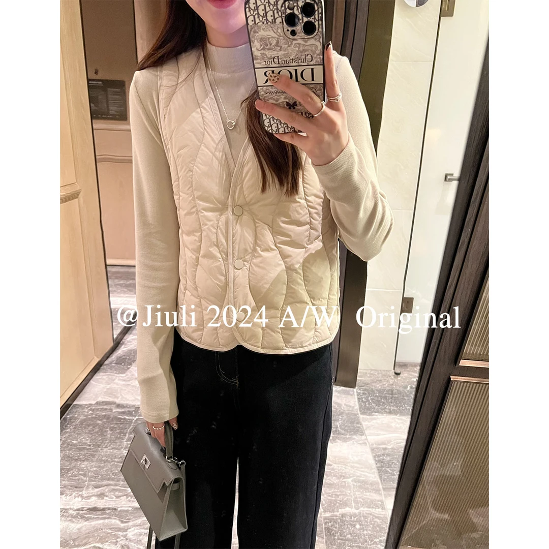 九莉【泡芙羽绒马甲】轻薄保暖羽绒内胆V领修身马甲