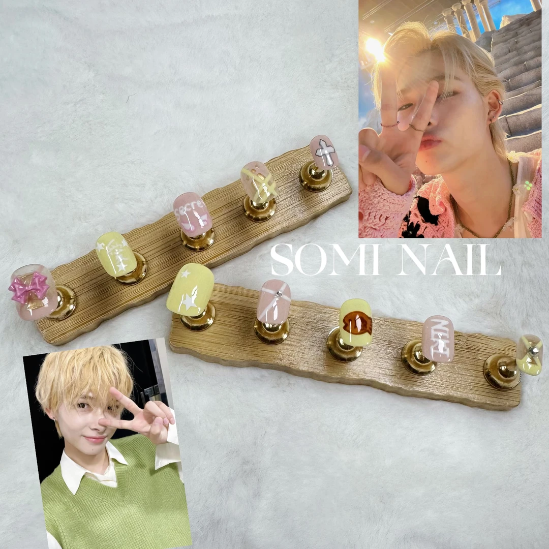 ENHYPEN西村力niki属性穿戴甲定制原创手工粉色可爱穿戴式短款