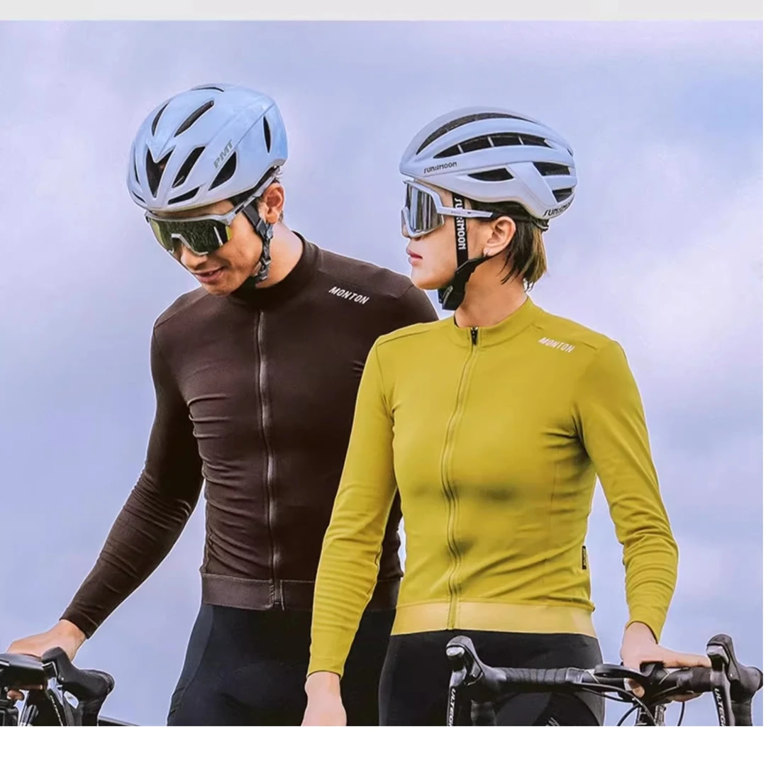 Monton脉腾秋冬骑行服 男抓绒保暖柔软女黑色公路车长袖上衣凌霄