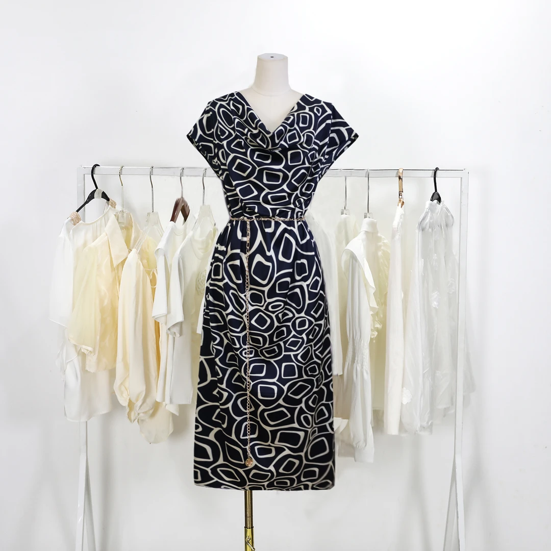 【商场高货】浪莎 NN 2024夏季酸缎垂度显瘦连衣裙+腰链6043