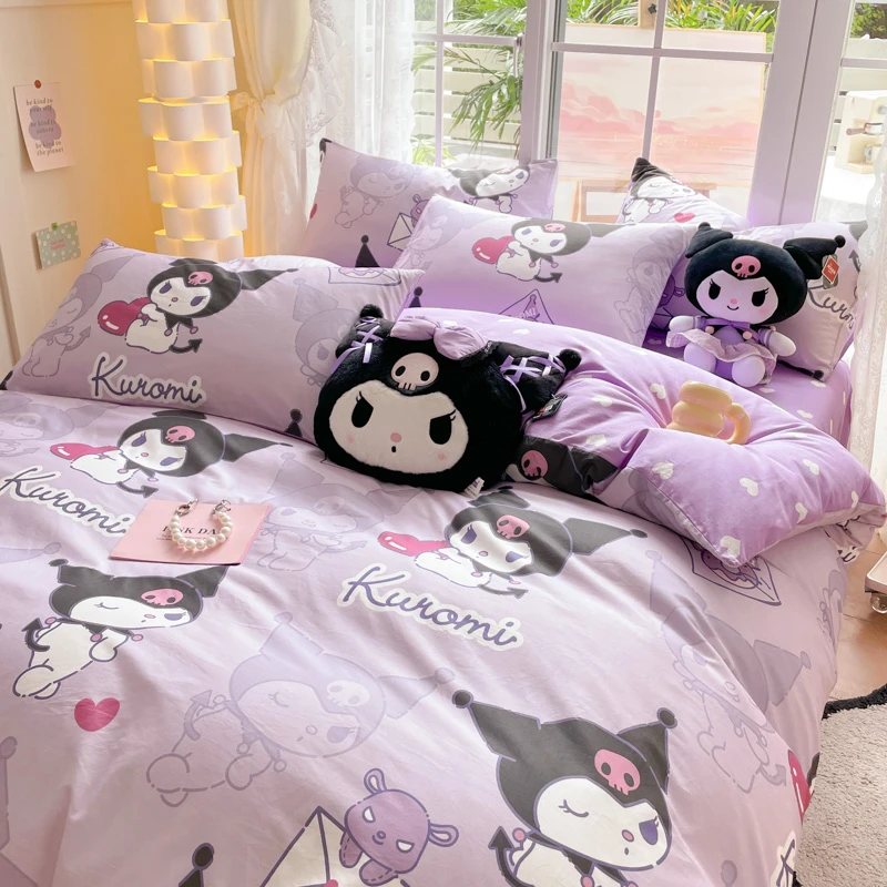 库洛米四件套纯棉全棉正版三丽鸥学生宿舍三件套女孩卡通床上用品
