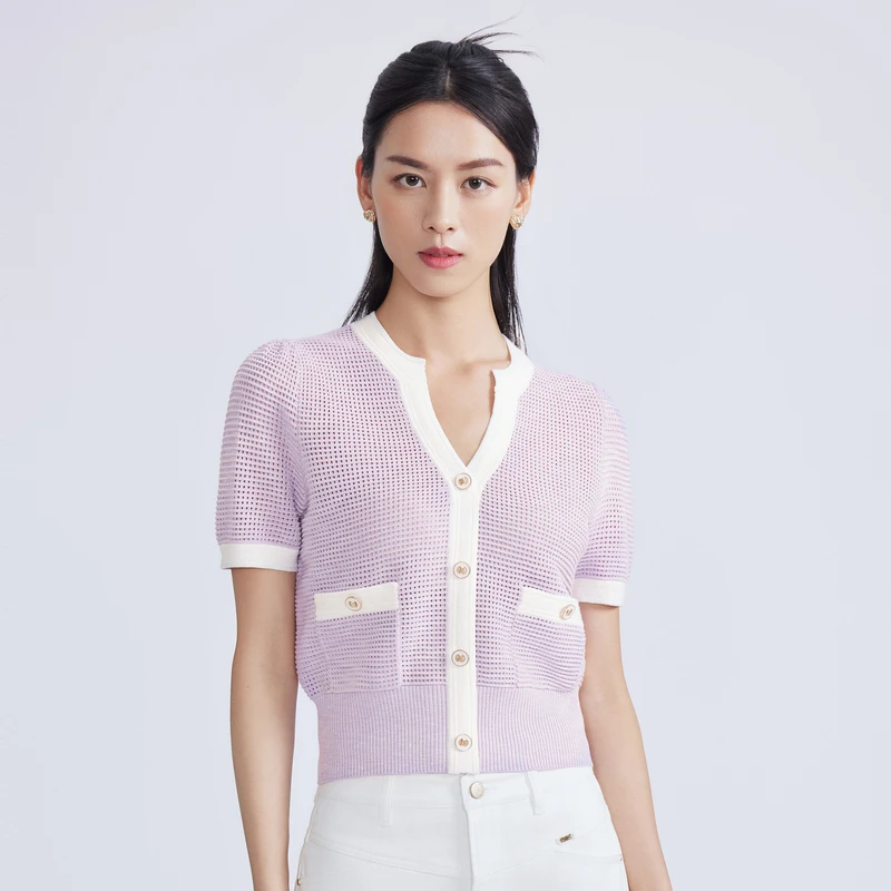 LIME/莱茵24年商场同款夏针织套头衫薰衣草紫色LMFB3BKPR801