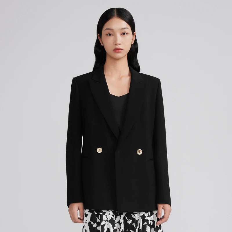 LIME/莱茵【夜色幻想】24早春新款收腰高级简约西装黑LMFA2BWJK302