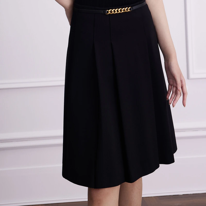 LIME/莱茵【橘味假日】高腰折裥百褶半身裙中长款LMEADAWSK801