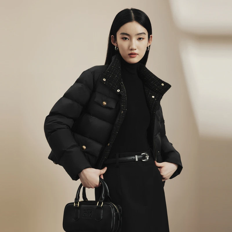 LIME/莱茵【智·己】冬季加厚鹅绒羽绒服短大衣夜幕黑色LMFD9AOHC801