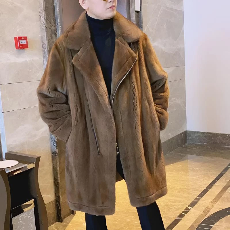 【南兮】NANIX 小众设计长款水貂大衣 宽松潮流时尚  衣长100CM百搭