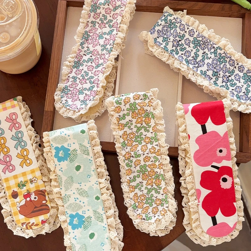 碎发整理神器~森系甜美小碎花针织刘海贴碎发箍新款魔术贴束发带