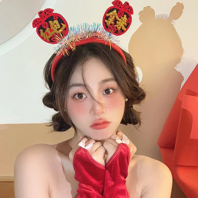 2024龙年拜新年头饰发财发箍女秋冬中国风装扮发卡新款头箍年发饰