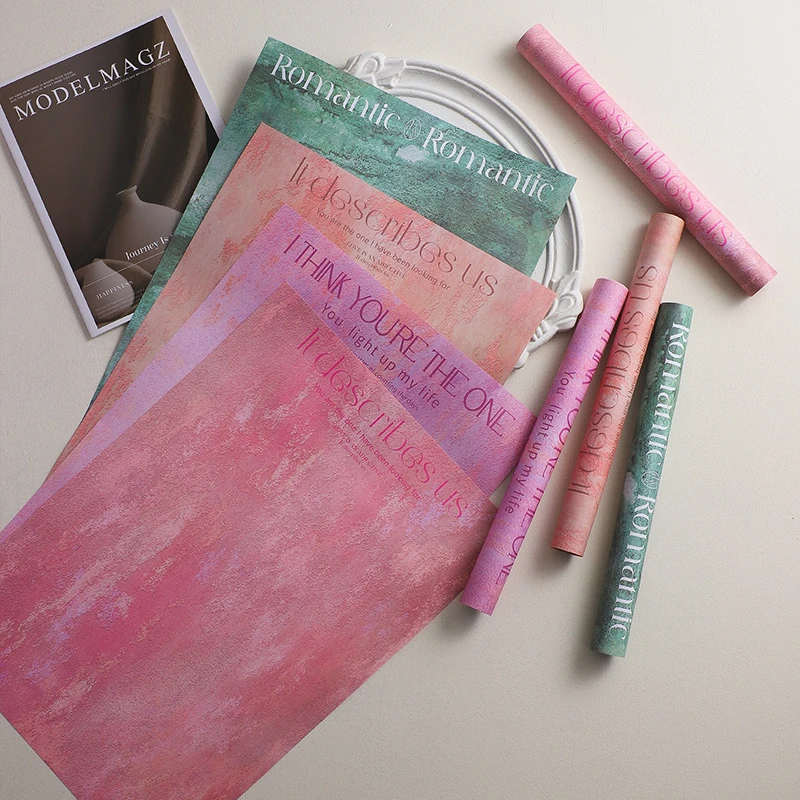 花喜爱新款梦境花束包装纸加厚牛皮纸石纹包花纸花店鲜花包装