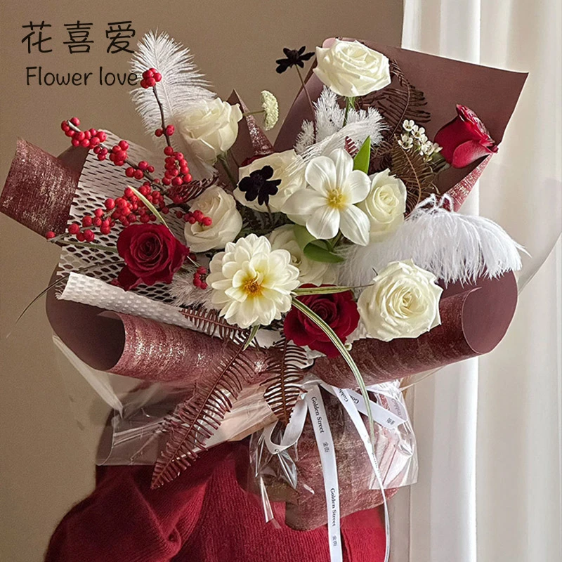 花喜爱立体发泡古铜纸防水加厚风华纸鲜花包装纸花束包花纸金葱纸