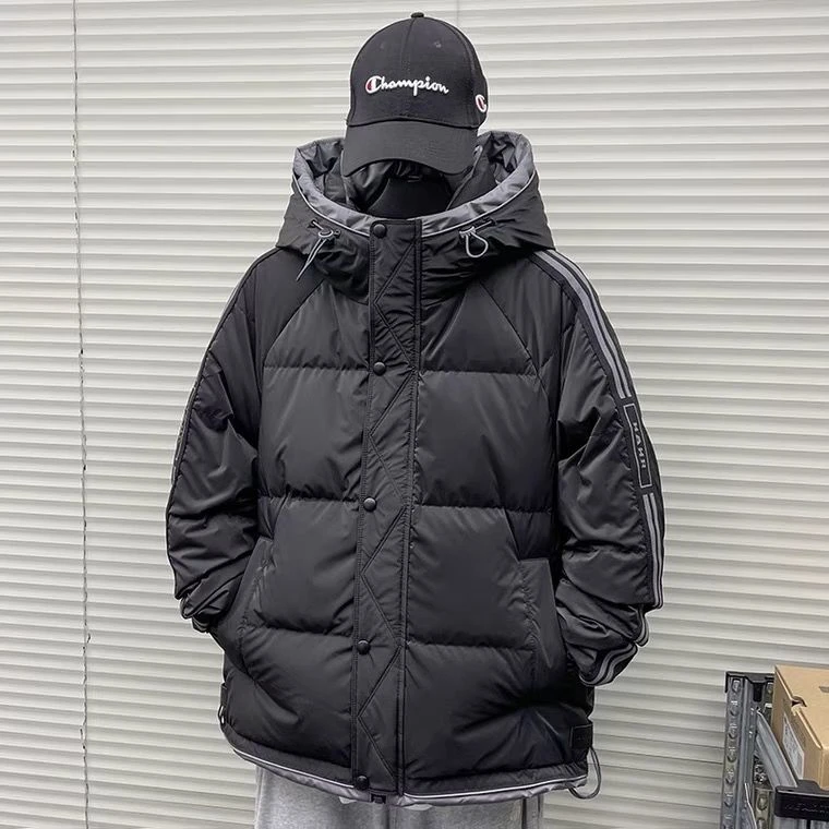 雅鹿男士羽绒服2023年新款冬季短款宽松潮牌连帽衣服潮流加厚保暖
