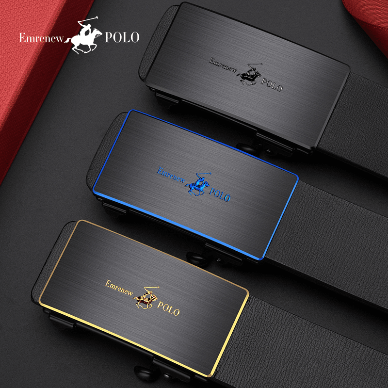 EMRENEWPOLO/安普里保罗男士百搭中青年男真皮商务自动扣无牙扣裤