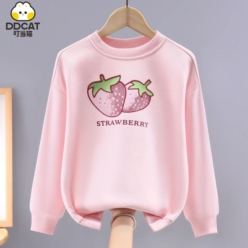 叮当猫童装女童卫衣春秋款2025新款洋气中大童女孩圆领长袖打底衫