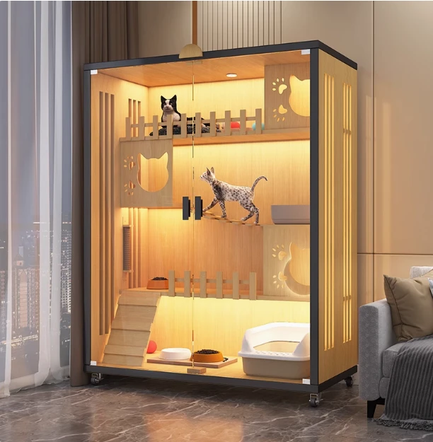 猫别墅猫屋家用带门室内猫柜猫舍超大自由空间猫咪爬架一体猫笼子