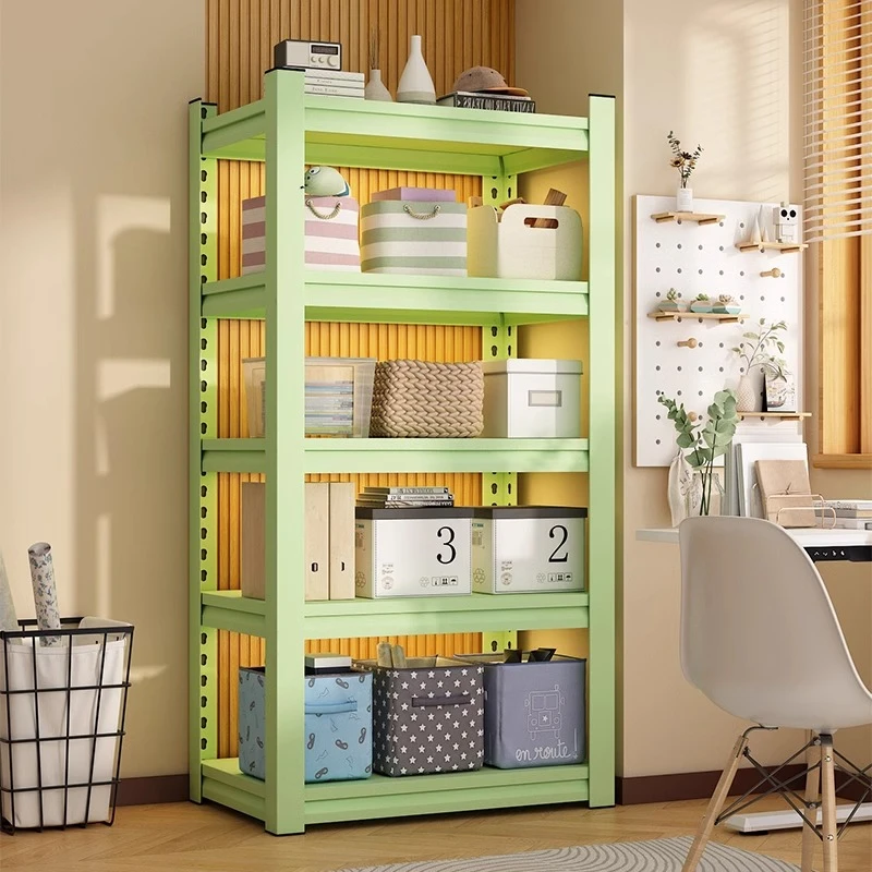 家用置物架钢制货架落地多层收纳架阳台客厅彩色储物架展示架铁架