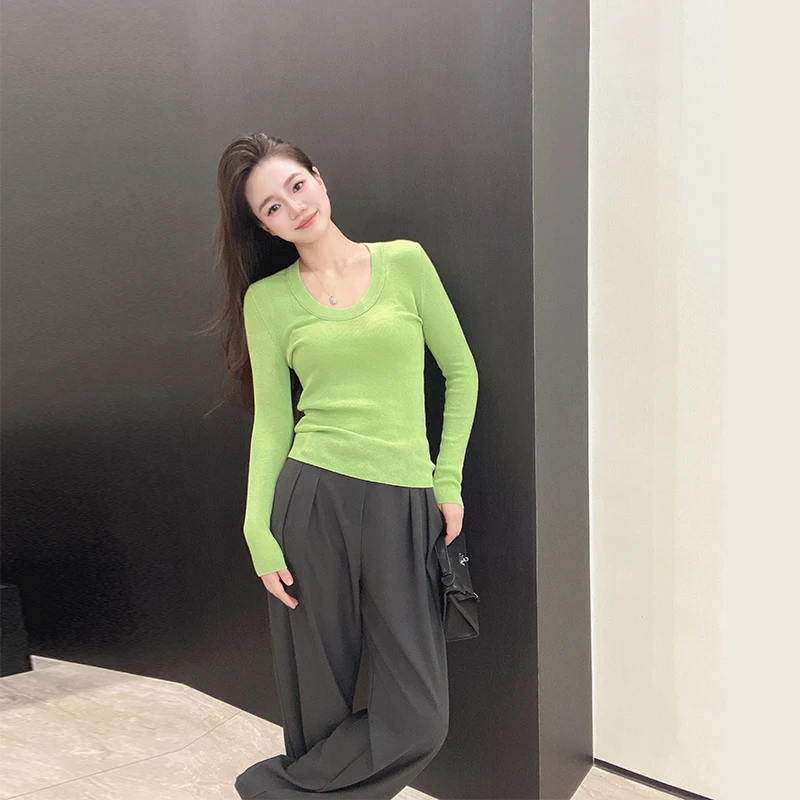 精仿超细~16色U领软糯圆领纯色修身打底内搭上衣针织衫毛衣女