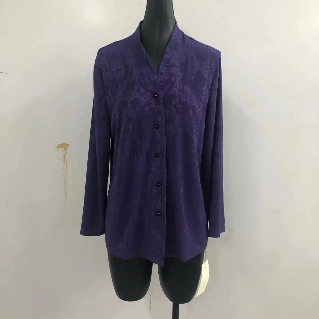 妙唐亮丝时尚大码新款弹力女装上衣6179紫色