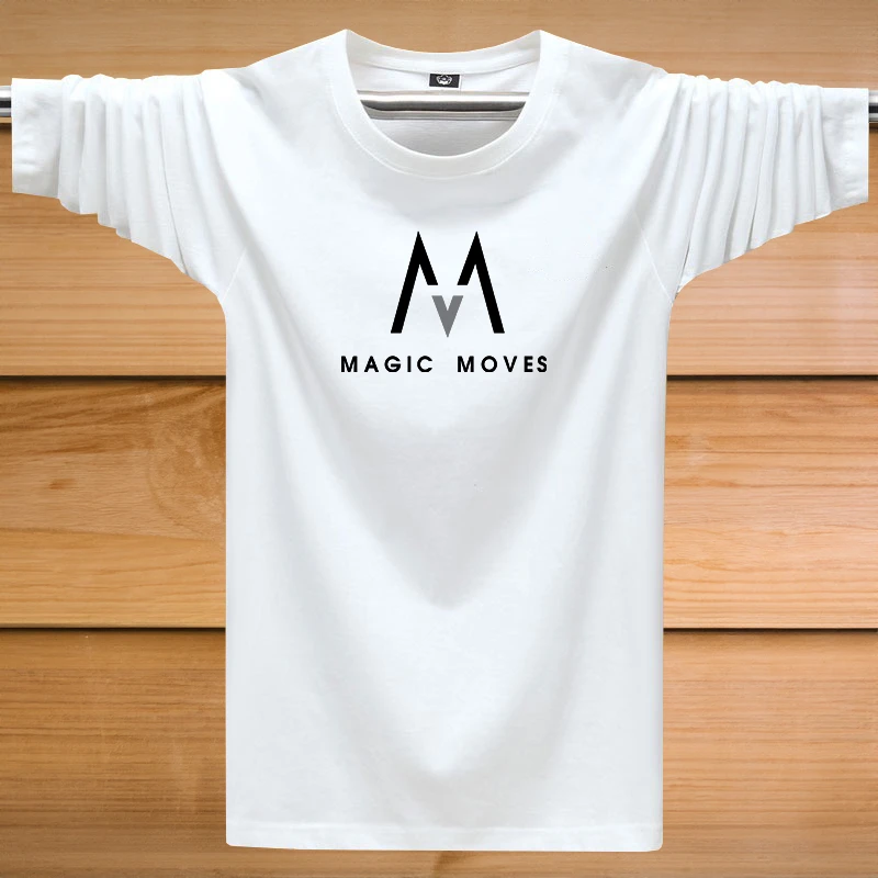 男士长袖T恤圆领百搭新款印花上衣打底衫中青年秋衣内衣韩版白色