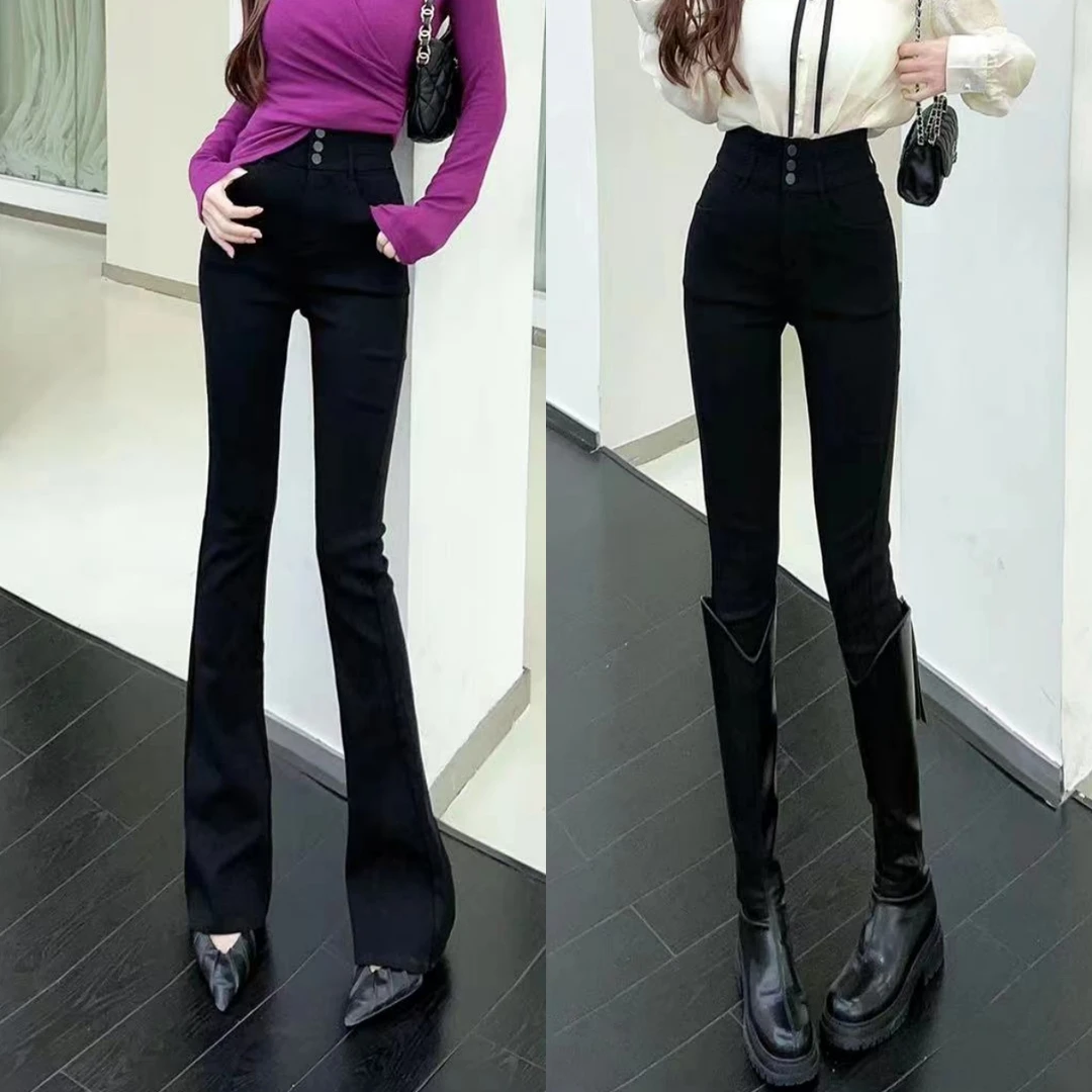 ③《一裤搭所有》收腰腿精小黑裤（小脚裤长92，微喇裤长104）