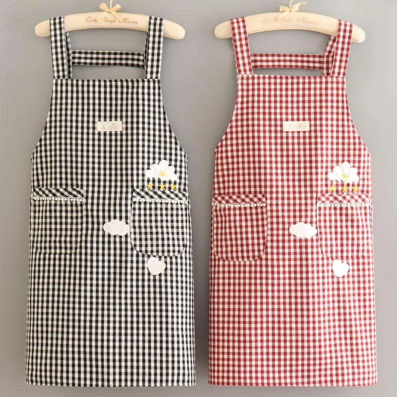 日式做饭厨房内衬围裙可爱帆布透气耐磨防水防油工作护衣罩衣上班