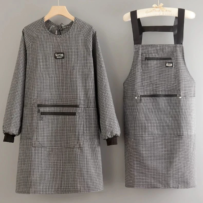 长袖罩衣秋冬拉链口袋围裙透气耐磨干活上班工作服羽绒服女士家用