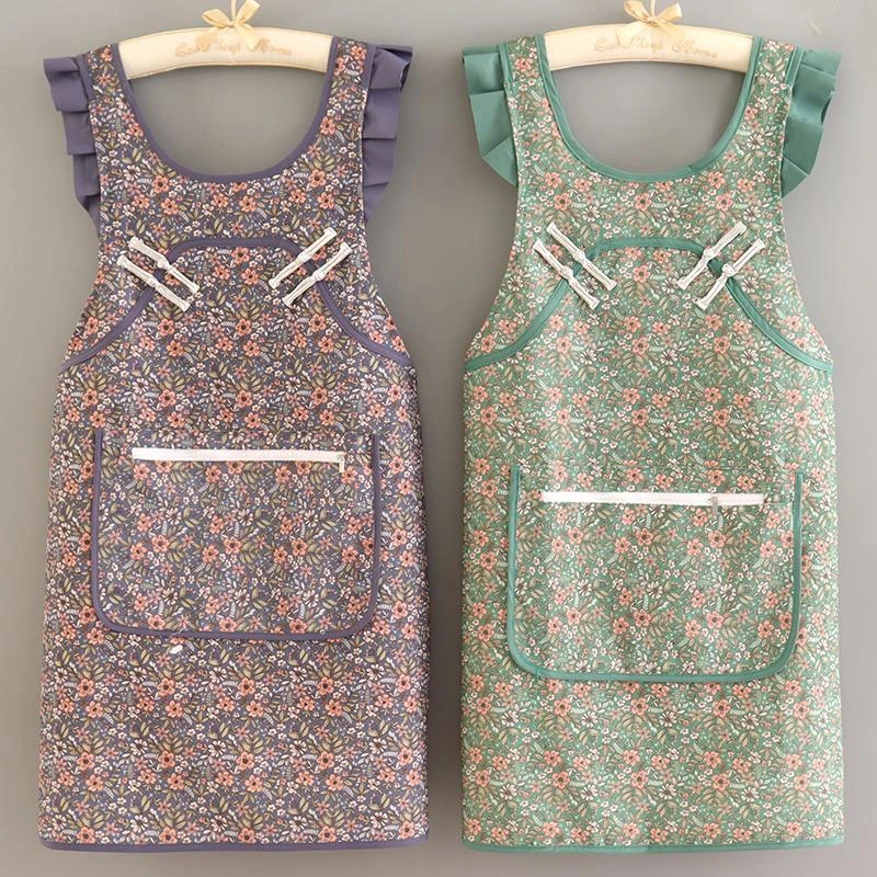 中式帆布帆布家用厨房做饭坎肩围裙上班无袖工作耐磨年轻围腰罩衣