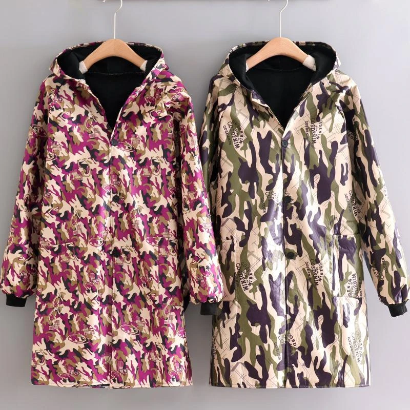 迷彩加绒罩衣围裙女正穿耐磨耐脏保暖加厚工作服外套干活劳保男士