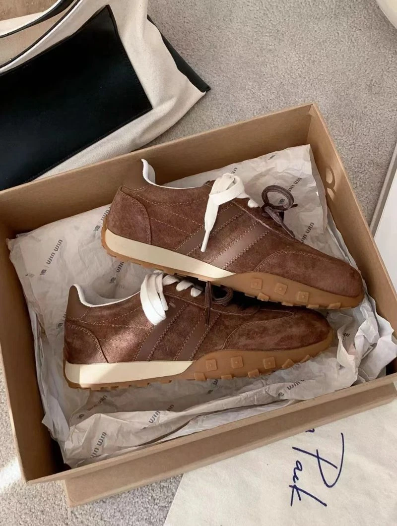 【南北家】2024年秋季复古磨砂平底德训女鞋双鞋带时尚休闲软底板鞋