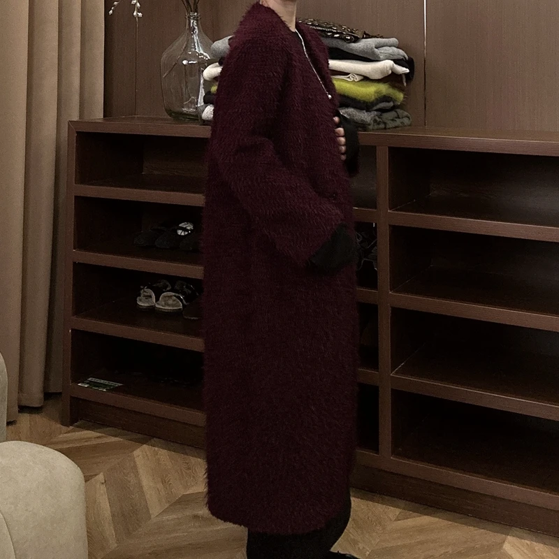 2024新款含毛大衣欧货3色大衣外套女士上衣欧货宽松时尚中长款