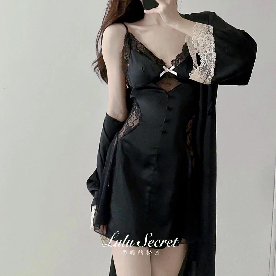 【浪漫夏日】高定轻奢睡衣2023新款网纱吊带睡裙蕾丝薄款家居服