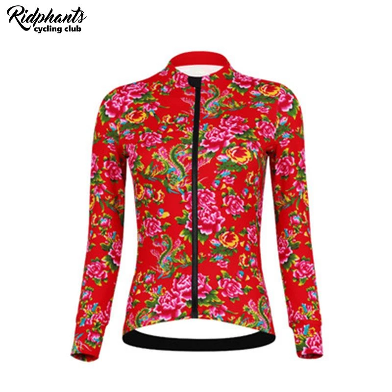 Ridphants抓绒骑行服长袖男女秋冬花棉袄东北自行车服单车保暖