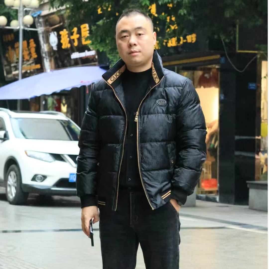 帕萨度男士时尚休闲立领暗花短款羽绒服6069