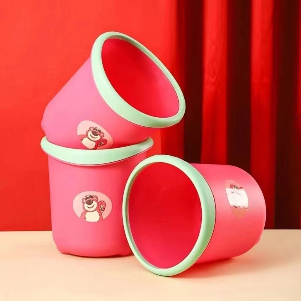 【拍一发二】家用大号可爱草莓熊垃圾桶塑料加厚家用卧室宿舍客厅