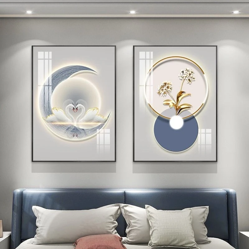 新工艺-现代轻奢餐厅床头装饰画简约饭厅餐桌墙面壁画创意晶瓷画