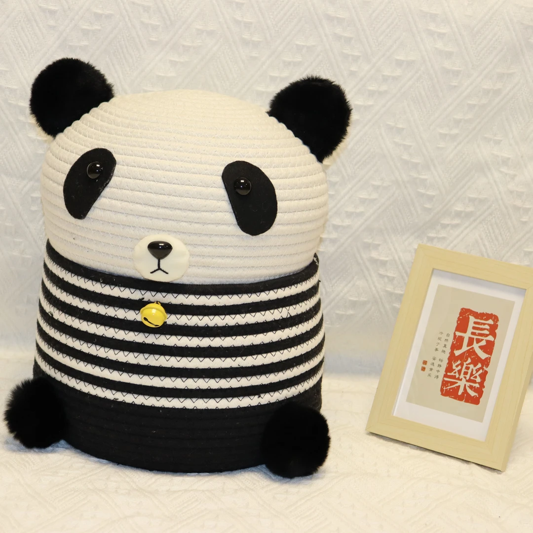 毛绒办公室礼物创意摆件可爱玩具编织简约家用客厅办公收纳盒卡通