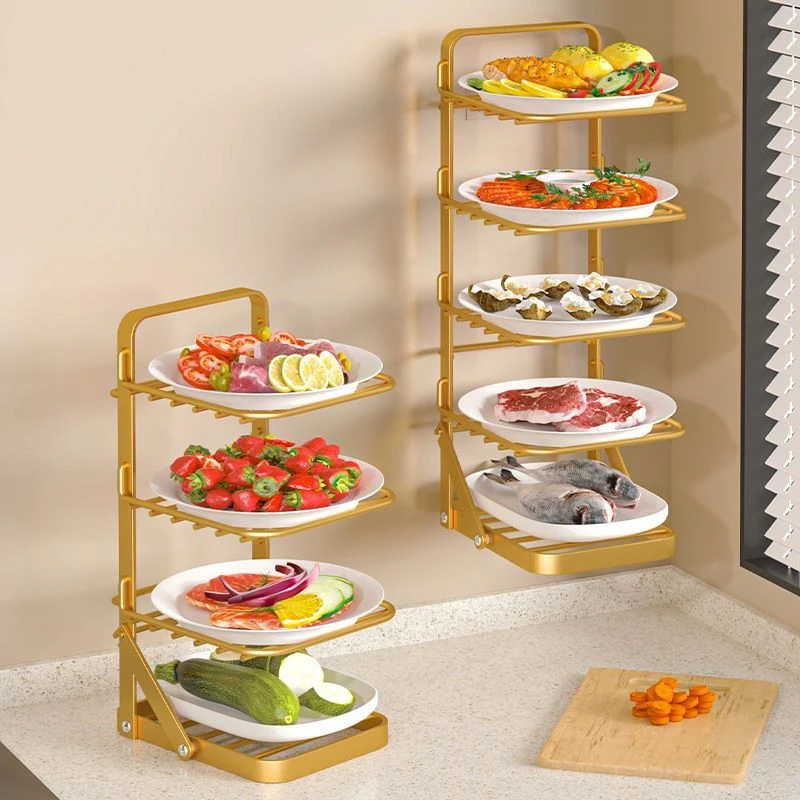 折叠备菜置物架厨房配菜壁挂多层配菜盘家用备餐多功能菜盘收纳架