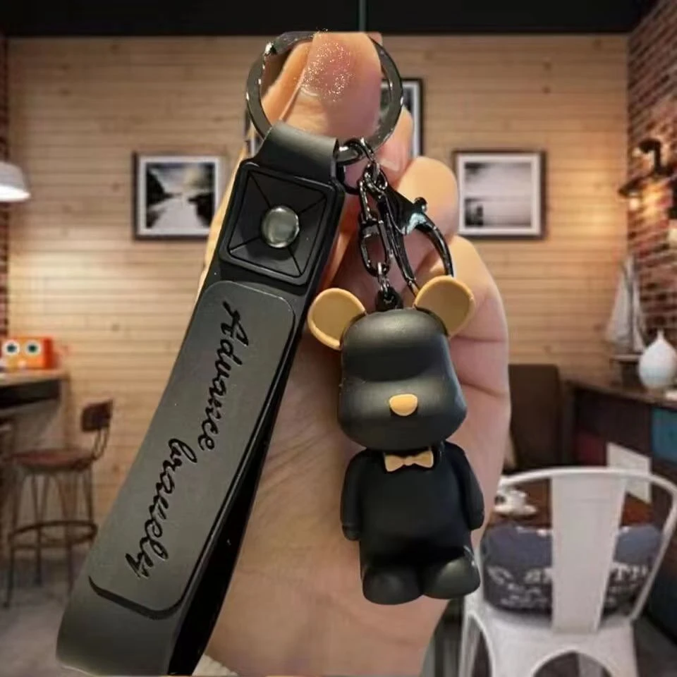 绅士领结小熊钥匙扣汽车包挂坠钥匙链男女小礼品卡通钥匙链