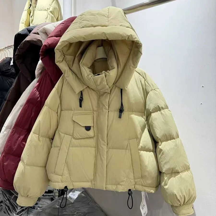 5087-1-DQ果绿色连帽加厚短款外套