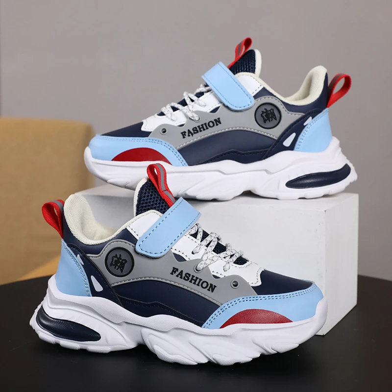 晋江童鞋男童6-12岁运动鞋2023秋款皮面防水防滑中大童潮鞋跑步鞋