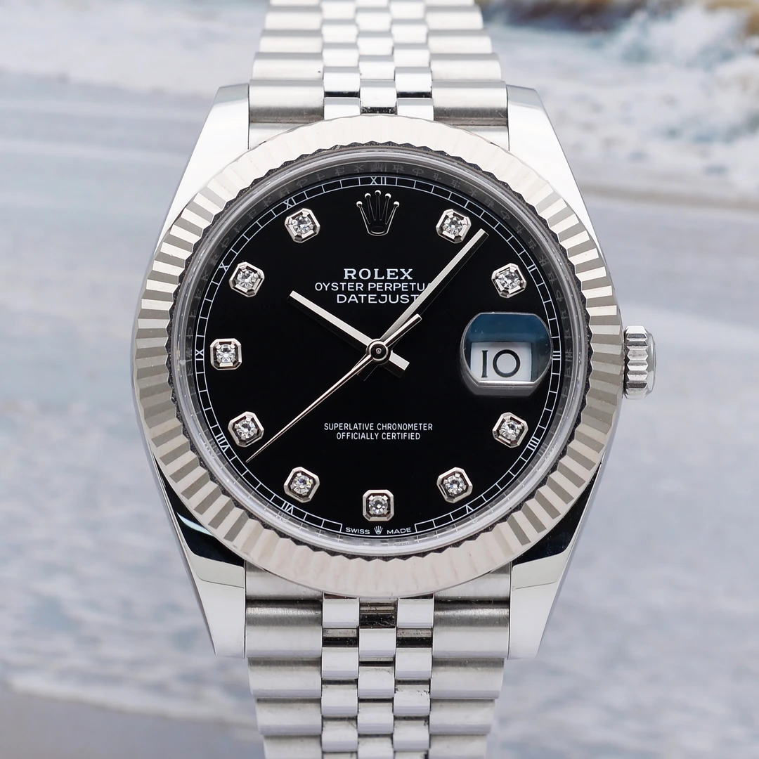 99新 Rolex/劳力士 爱换日志126334黑盘间白金原钻41mm/自动机械