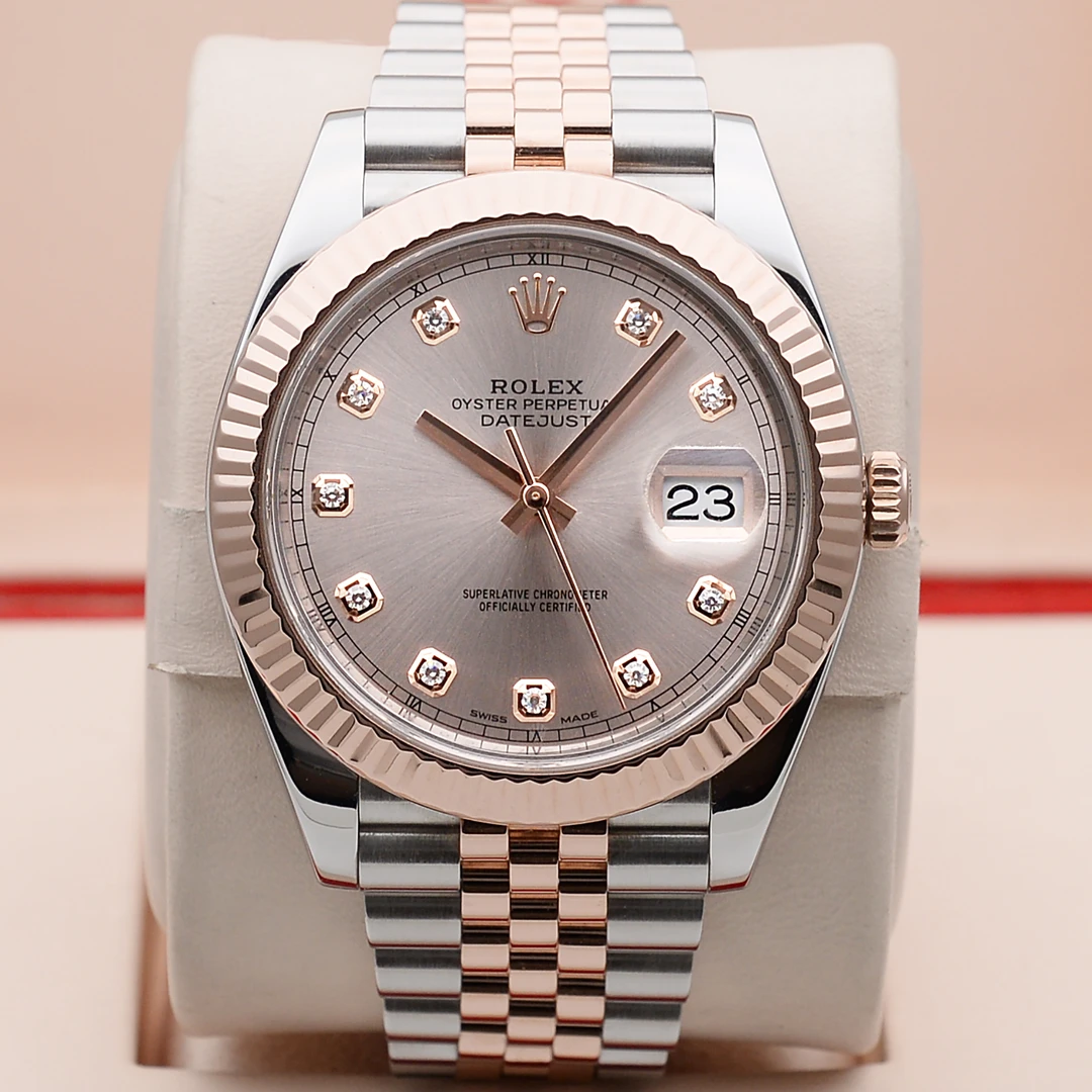 99新 Rolex/劳力士 泽泰日志型126331/间玫瑰金粉盘/41mm/五珠链
