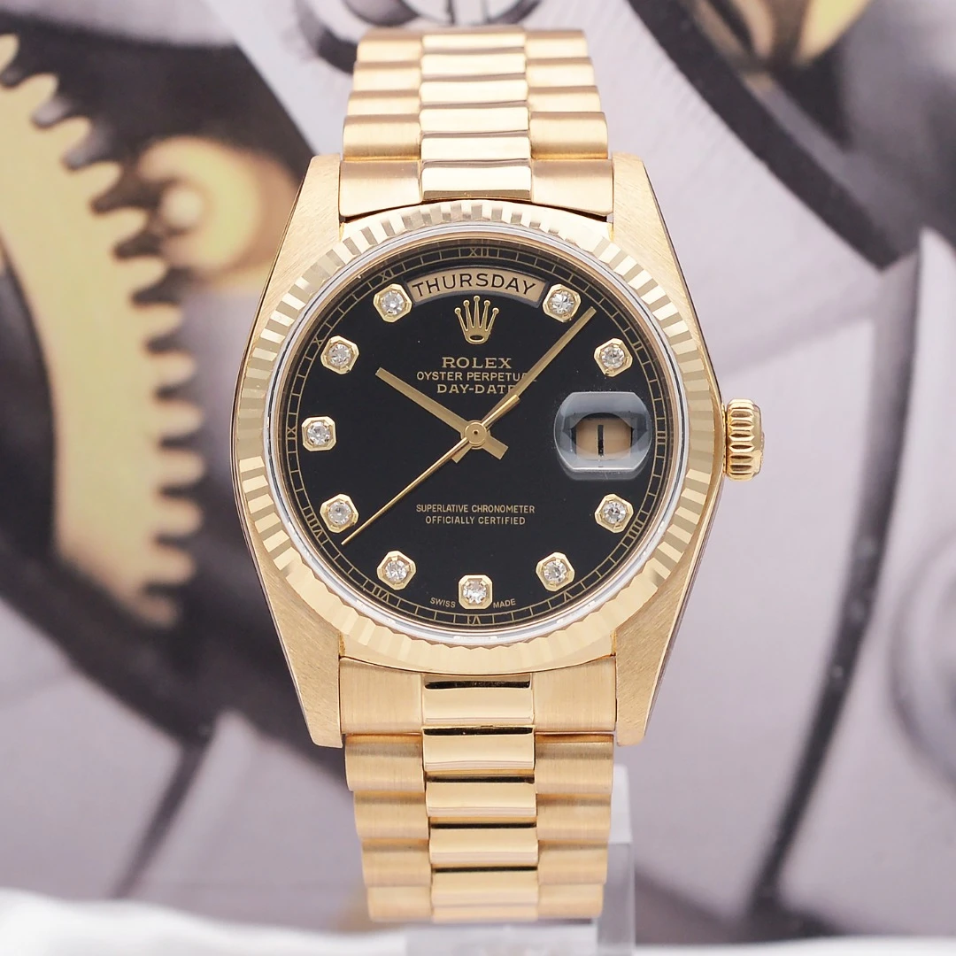 99新 Rolex/劳力士 泽泰/星期日历型18238/36mm/18K黄金/机械男表