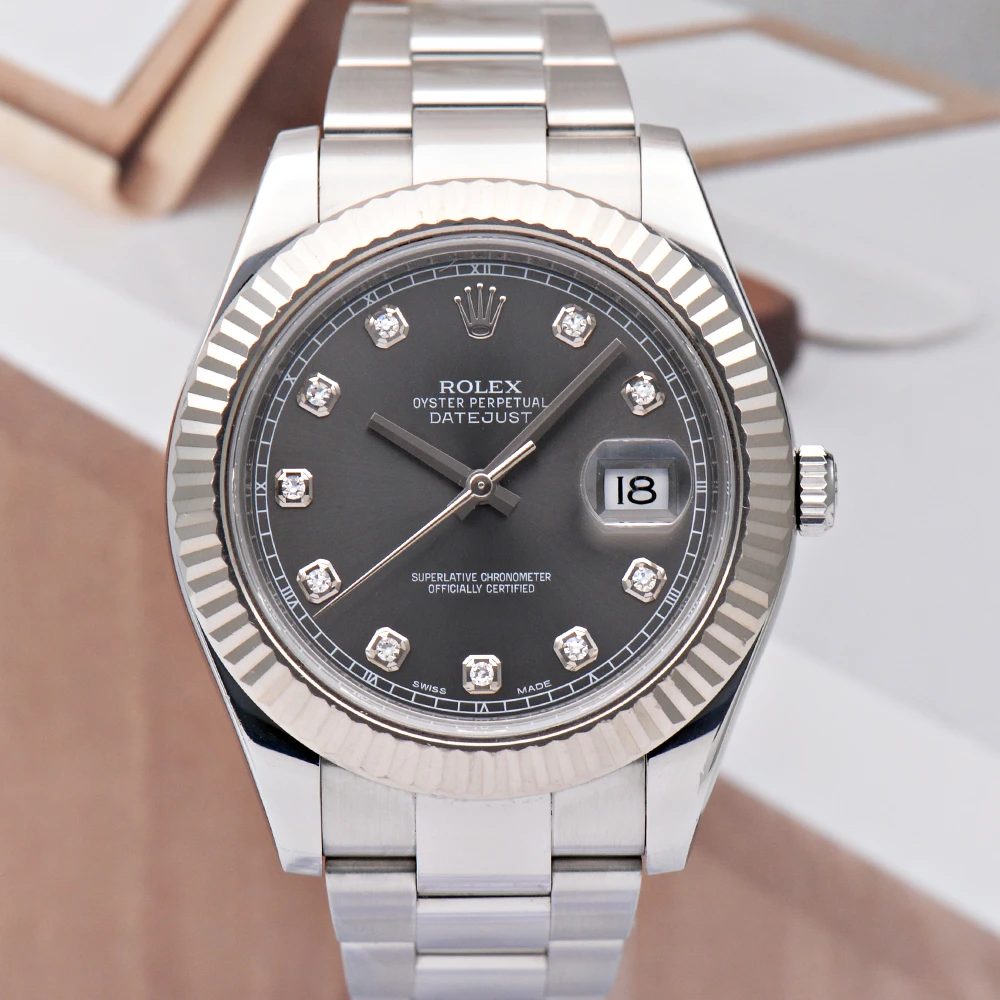 99新 Rolex/劳力士 泽泰/日志型116334灰盘/间白金/41mm男士腕表