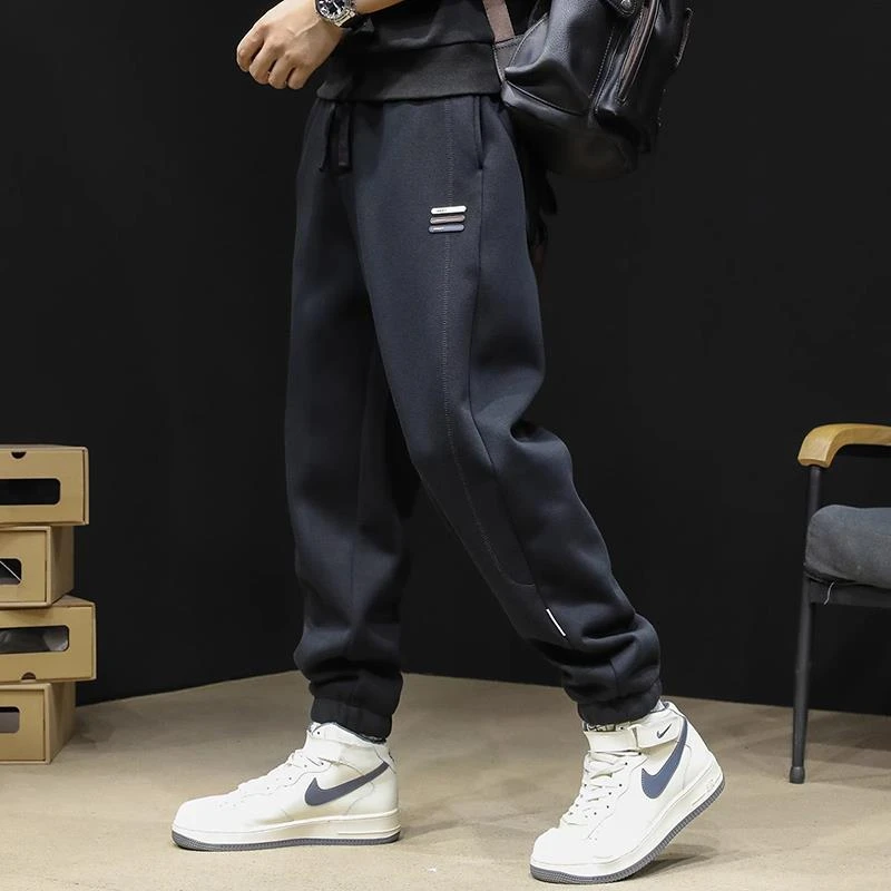 法国进口品牌运动裤男秋冬2025新款束脚卫裤休闲黑色哈伦加绒长裤