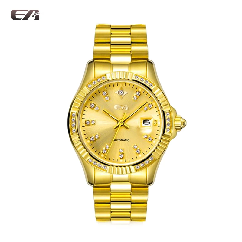 EA永恒系列金表天然钻石全自动机械机芯经典防水钢带商务男表-T