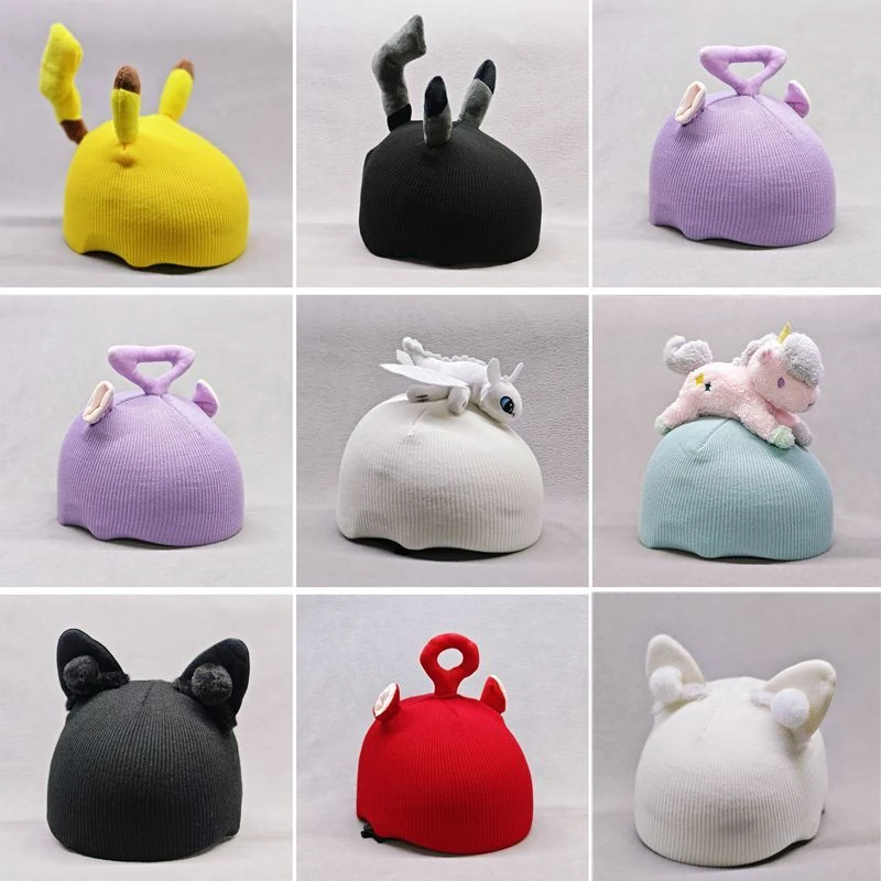 滑雪头盔套卡通玲娜贝儿耳朵单双板电瓶车滑翔伞可爱头盔罩女帽套