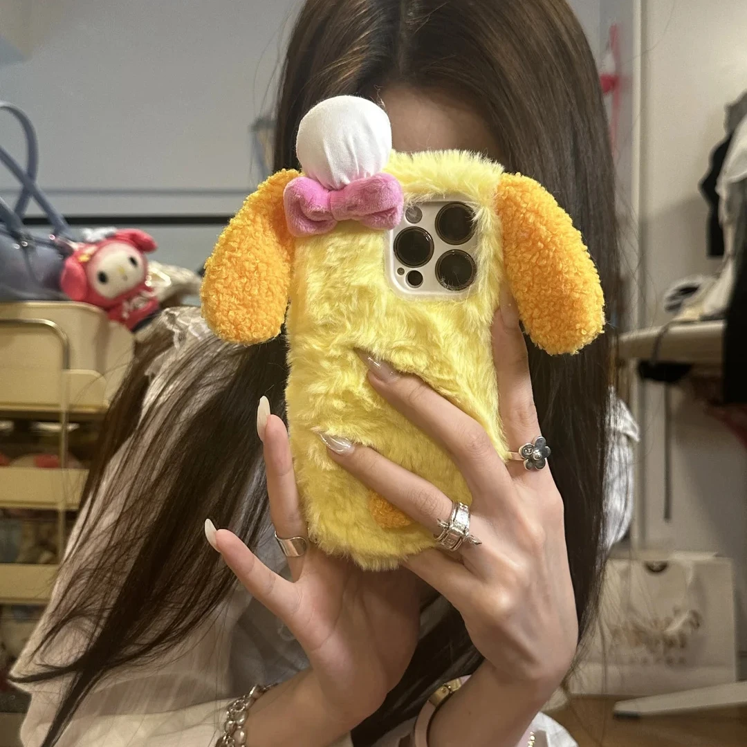 毛绒卡通厨师狗饼适用苹果17promax手机壳15Pro保护套14秋冬11女