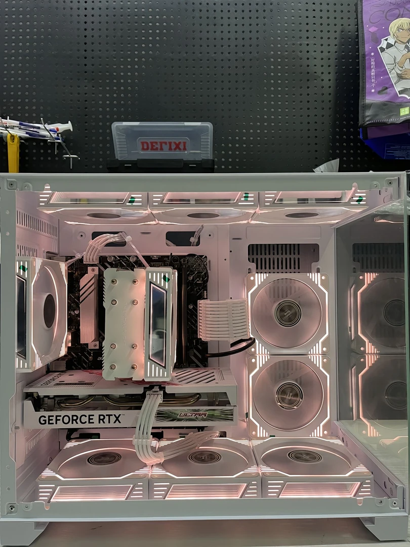 电竞海景房主机12600K+4060TI高颜值纯白水冷游戏 海景房台式主机